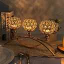 Crystal Candle Holders, Tealight Candlestick Candelabra Stand with 3 Arms,Candle Holder for Wedding Home Decor/Table Centerpiece Party Decoration (Gold)