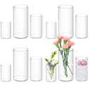 24 Pack Acrylic Cylinder Vases 4,6,8 Inch Tall Clear Acrylic Flower Vase Bulk Floating Candle Holders Cylinder Plastic Vases for Centerpiece Table Wedding Home
