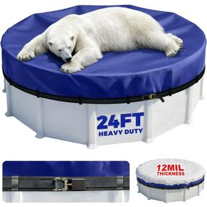 24FT Round Winter Above Ground Pool Covers,Heavy Duty PE,Cold Resistant