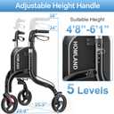 HOMLAND Foldable 3 Wheel Walkers for Seniors, Lightweight 11 lb