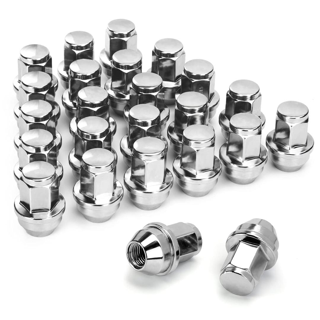 dynofit 24pcs 14x1.5 OEM/Stock Lug Nuts for 2015-2026 Expedition/F-150, M14-1.5 One-Piece Design Factory Chrome Wheel Lugnuts for Lincoln 2015-2026 Navigator, 21mm Hex Anti-Rusting Updated