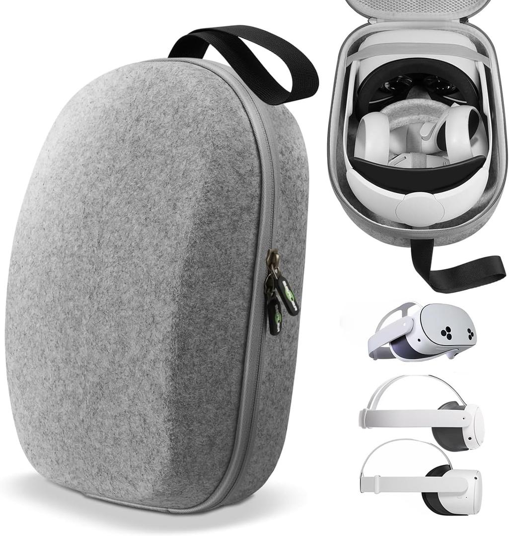 sarlar Carrying Case for Meta Quest 3S/Quest 3/Quest 2, VR Headset, Controller, Offical Original Head Strap Accessories, Premium Hard Felt Fabric with Lightweight Protection for Travel Storage