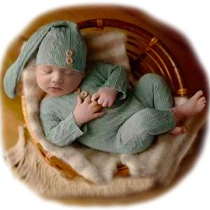 Newborn Baby Photography Bodysuits Outfits Boy Girl Infant Photo Crochet Romper Outfit (Green4)