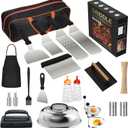 120 Pcs Griddle Accessories Kit for Blackstone - Perfect Flat Top Grill Accessories for Outdoor, Professional Round Melting Dome with Cast Iron Smash Burger Press for Barbecue