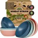 Grow Forward Premium Wheat Straw Bowls Set of 8 - Reusable 20oz Hard Plastic Cereal Bowls - Unbreakable Microwave Safe Bowls for Kitchen, Camping, RV, Dessert, Soup, Salad, Ramen - Tropical