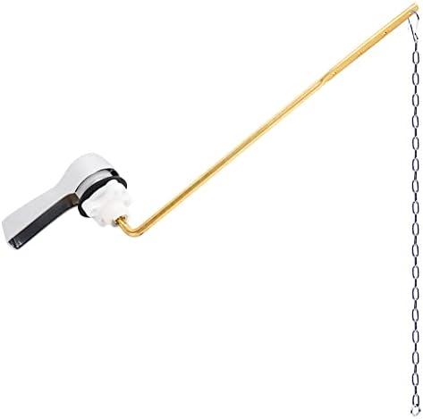 Hibbent Universal Metal Front Mount Toilet Handle Replacement Kit, Brass Toilet Flush Tank Lever with Stainless Steel Flapper Chains for Most Toilets, Chrome
