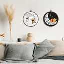 Giosve Bear Nursery Round Wall Art Canvas Framed Poster, Cute Cartoon Bear Pig Love You to the Moon and Back Hanging Wall Sculptures for Kids Nursery Room Bedroom Playroom Decor, 10x10 Inch Set of 2