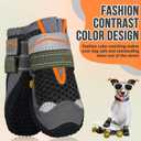 SlowTon Dog Shoes for Large Small Medium Dogs - Breathable Dog Boots for Summer Hot Pavement, Paw Protector for Outdoor Walking Winter Snow, Anti-Slip Rubber Dog Booties for Hard Floor (Black Orange, 7)