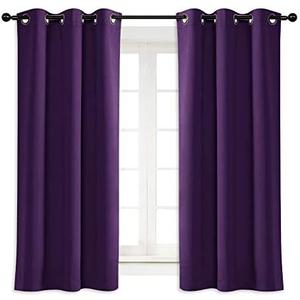 NICETOWN Blackout Room Darkening Window Curtain Triple Weave Home Decoration Solid Ring Top Blackout Room Darkening Drape for Bedroom (Single Panel, 42 x 63 inch, Royal Purple)