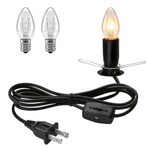 Himalayan Salt Lamp Cord with Dimmer Switch and Bulbs, 6FT Original Replacement Cord with Base Assembly 3.35 Inches, 2-Pack 15 Watt E12 Salt Lamp Cord and Bulbs (1)