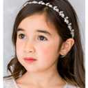 SWEETV Silver Flower Girl Headpiece for Wedding Crystal Baby Girl Headband Flower Crown Communion Hair Accessories for Birthday, Photography
