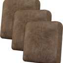 Couch Cushion Covers Leather-Look 3PC Stretch Sofa Seat Slipcover Sets for Living Room Individual Sofa Cushion Cover Couch Seat Protectors, Pet-Friendly, Non-Slip, Easy Fit - Light Brown