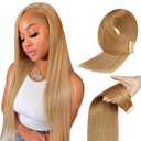 #27 Blonde Tape in Hair Extensions Human Hair,#27 Honey Blonde Straight Remy Human Hair Extensions,20 Inch 45g, Skin Weft Seamless Invisible, Silky Straight with Thick Ends, Remy Human Hair, 1Pc