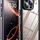 Temdan Compatible with iPhone 16 Pro Max Case Waterproof, Built-in Screen & Camera Protector IP68 Underwater Full Body 16FT Military Dropproof Shockproof Phone Case 6.9"-Blue/Clear