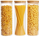 Vopmart 70oz Glass Food Storage Jars, 3 Pack Large Kitchen Containers with Airtight Bamboo Lids for Pasta, Nuts, Flour, Canisters Set for Cereal, Pantry Organization, BPA Free