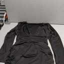 Women's Sexy Fall Dress Women Black Deep V Neck Long Sleeve Plunging Neck Ruched Bodycon Dress Cocktail Party Dress Small