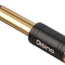 1/4" Mono to 1/8" Stereo Adapter, New Upgrade Gold-Plated 6.35mm TS Male Jack to 3.5mm TRS Female Stereo Adapter for Headphone, Amp Adapte, Black - 1 Pack