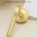 Amerdeco 1 Pack Brushed Gold Privacy Door Handles, Gold Interior Door Knobs,Heavy Duty Door Lever for Bedroom and Bathroom, Reversible Keyless for Right & Left Side AM0034