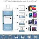 Thumb Drive for iPhone 512GB, 4 in 1 USB Type C Memory Stick, Photo Stick External Storage Flash Drive for iPhone iPad Android Computer, Sky Blue
