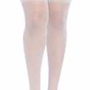 Dreamgirl Women's Plus-Size Lace Top Sheer Thigh-High Stockings, White, Queen/ Small