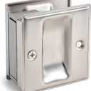 HOMOTEK Passage Sliding Door Pull Satin Nickel Without Switch Plate - Replace Old Or Damaged Pocket Door Pull Quickly and Easily, 2-3/4x2-1/2, for 1-3/8 Thickness (No Lock-Brushed Nickel)
