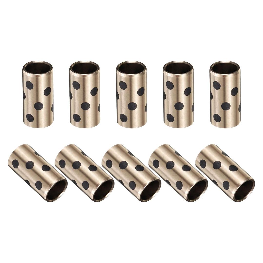 uxcell 10pcs JDB Bearing Bushing Sleeve 8mm Bore x 12mm OD x 20mm Length, Self-Lubricating Graphite Brass Bushings