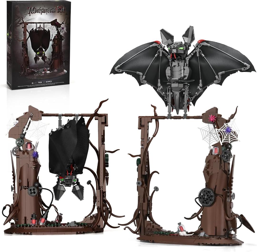 SATHIBI Mechanical Horror Bat Building Set for Adult,Bat Bird Building Blocks Toys,Home and Office Decor,Collectible for Adult and Teen Boys 8+(839 PCS)