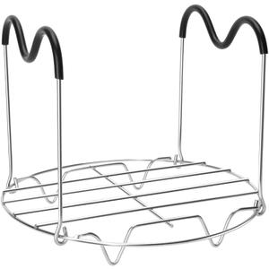 Steamer Rack Trivet with Heat Resistant Silicone Handles Compatible with Instant Pot Accessories 6 Qt 8 Quart, Stainless Steam Rack Pressure Cooker Trivet - Long Handles for Easy Chicken & Pot Removal (A-steamer Rack)