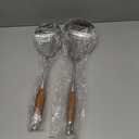 MARTE Skimmer Slotted Spoon,304 Stainless Steel Pasta Spider Strainer Ladle for Frying and Cooking,Kitchen Colanders & Food Strainers Set of 2Slotted Spoon with Heat-Resistant Solid Wood Handle