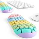 Keyboard Wrist Rest Set adopts a Honeycomb Design，Ergonomic Wrist Mouse Support pad. Soft Silicone Typing relieves Wrist Pain, Suitable for Offices, Homes, Games, (Multicolor Mixing)