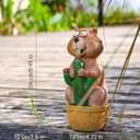 Solar Groundhog Garden Statue with LED Lights - Resin Cactus Planter Ornament for Outdoor Decor, Lawn, Patio, Yard, and Balcony, Unique Garden Gift for Women, Mom, and Grandma (Green)