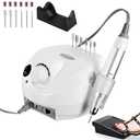 Professional Nail Drill Set 30000RPM E File Nail Drill Machine with Foot Pedal Nails Drill Bits Electric Acrylic Nail File Kits Nail Grinder for Gel Nails at Home Nail Salon Manicure Pedicure, White
