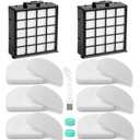 AZ4002 AZ4000 AZ4002W HEPA Filter Replacement Compatible with Shark POWERDETECT Upright Vacuum Cleaner and Shark Powered Lift-Away Heavy Duty Vacuum Suction, 6 Foam, 6 Felt, 2 HEPA, 2 Odor Cartridge