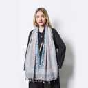 Scarf for Women Lightweight Soft Floral Leopard Printed Scarves Fall Winter Fashion Shawl Wrap with Fringe (Blue)