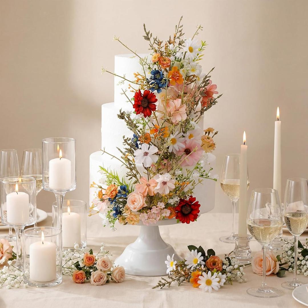 Canlierr 1 Set Wedding Cake Flowers Toppers Fall in Love Wildflowers Floral Cake Topper Decorations for Spring Summer Wedding Decorations Birthday Bridal Baby Shower Party, 6/8/10 inches