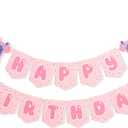 Pink Happy Birthday Banner - Bubble Gum Party Decorations,Cartoon Girl birthday Decorations.Enlightened Teacher Banner, Songs For Littles, Funny Birthday Party Supplies