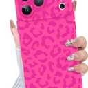 TEAUGHT Compatible with iPhone 17 Pro Max Case 2025 Cute Pattern Leopard Print Cheetah Shockproof Silicone Phone Cover for Girls Women -Hot Pink