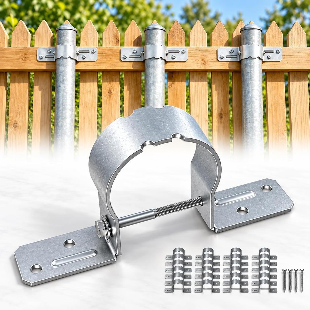 Yingsee-fty 20Pack Fence Post Bracket,2-3/8" Galvanized Pipe Grip Tie,Steel to Wood Fence Brackets,Metal Fence Brackets for Metal Posts Bracket (with Screws)
