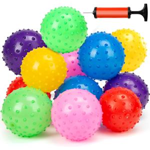 LOVEINUSA Bounce Ball, 12 Pack Sensory Massage Balls with Air Pump, for Stress Relief, Adult Sensory Toys & Kids Party Favors