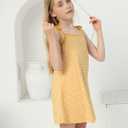Girl's Dress, Mini Checkered Dress Sleeveless for Girl, Summer Gingham Sling Strap Sundress Age 4-13 (Yellow)