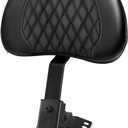 Adjustable Plug-in Driver Rider Backrest Pad Motorcycle Front Custom Mounting Kit Compatible with Harley Touring Models Road King Street Glide Electra Glide Road Glide 1997-2025 (Black Bar-Grid)
