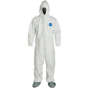 DuPont Tyvek 400 TY122S Disposable Protective Coverall Hood, Boots (Large, White)