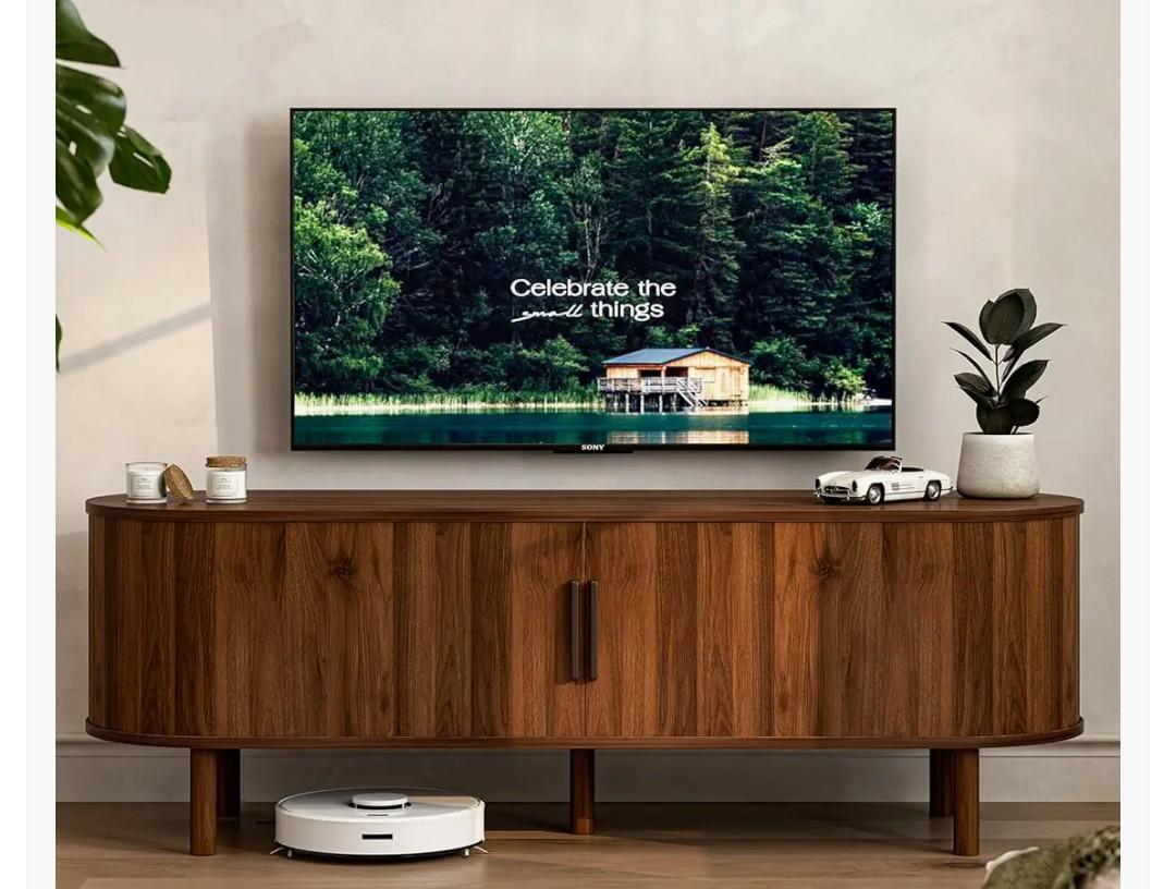 Fogein Floating TV Stand for 50 60 Inches TV,Wall Mounted Media Console with Open Storage Shelves，Modern Entertainment Center for Living Room,Bedroom (Brown)