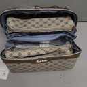 BOYATU Travel Makeup Bag Cosmetic Bags for Women: 3 Pcs Set Large Portable Make up Bag with Handle - Vegan Leather Toiletry Bags with Compartments - Makeup Organizer for Travel Essentials (A-3-Khaki)