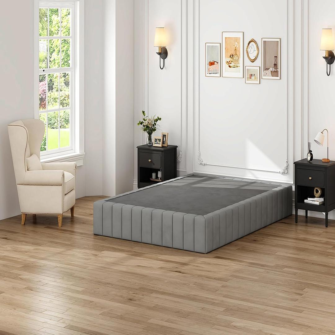 Box Spring for King Bed, 9 Inch High Profile Metal Box Springs with Upholstered Fabric Cover, Easy Assembly,Noise Free