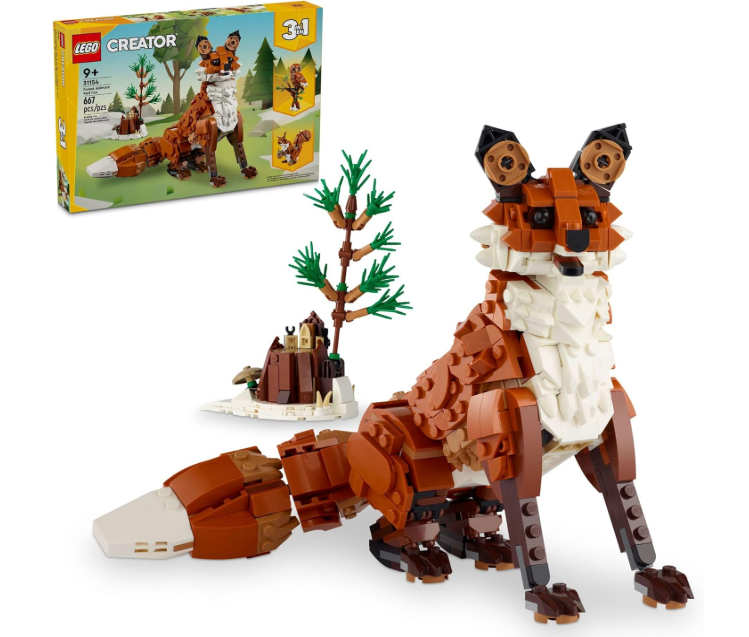 LEGO Creator 3 in 1 Forest Animals Red Fox Toys  Building Toys for Kids, Boys & Girls, Ages 9+  W/ 3 Building Options into Fox, Owl, or Squirrel  Gift for Christmas  31154