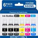 Replacement for Epson 502 522 High Capacity (6 Bottles) Ink Refill Bottles Replacement for Epson 502 522 Ink Use for EcoTank ET-3760 ET2760 ET2750 ET-4760 ET-2850 ET-15000 ST-4000 ST-2000