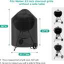 SunPatio Grill Cover Compatible with Weber, Big Green Egg, Char-Broil 22 Inch Charcoal Kettle Grills, Outdoor Waterproof BBQ Grill Cover, Compared to Weber 7150, 27.7" Dia x 38" H