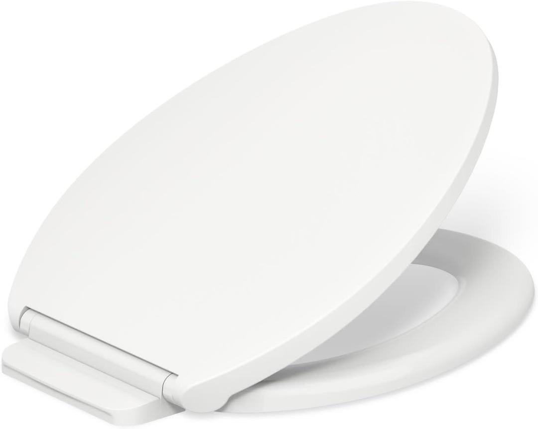 KOHLER K-27331-0 Glissade ReadyLatch Quiet Close Elongated Toilet Seat, White, Grip-Tight Hardware, Quiet Close Lid Prevents Slamming