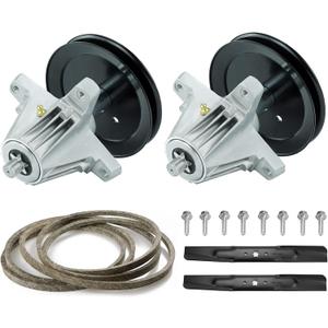 T1200 Lawn Mower Deck Rebuild Kit Fits for 42" Cub Cadet MTD LT4200 T1000 T1400 T1800, Includes 2 Spindle 618-06991 918-06991, 2 Blade 742-04308 742-04312, 1 96 1/2" Belt 754-04060